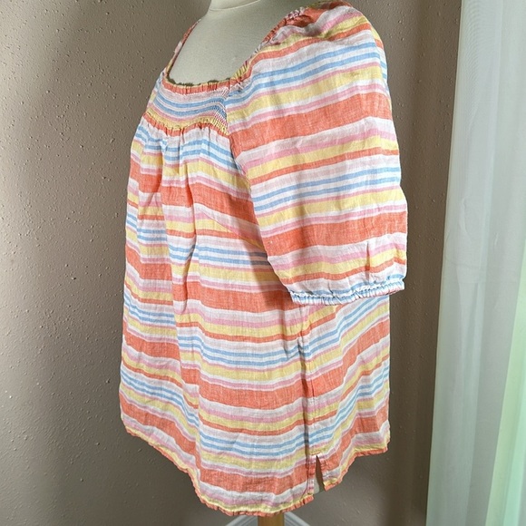 Talbots Plus Square Neck Linen Top Palm Stripe size 1X - Picture 6 of 16
